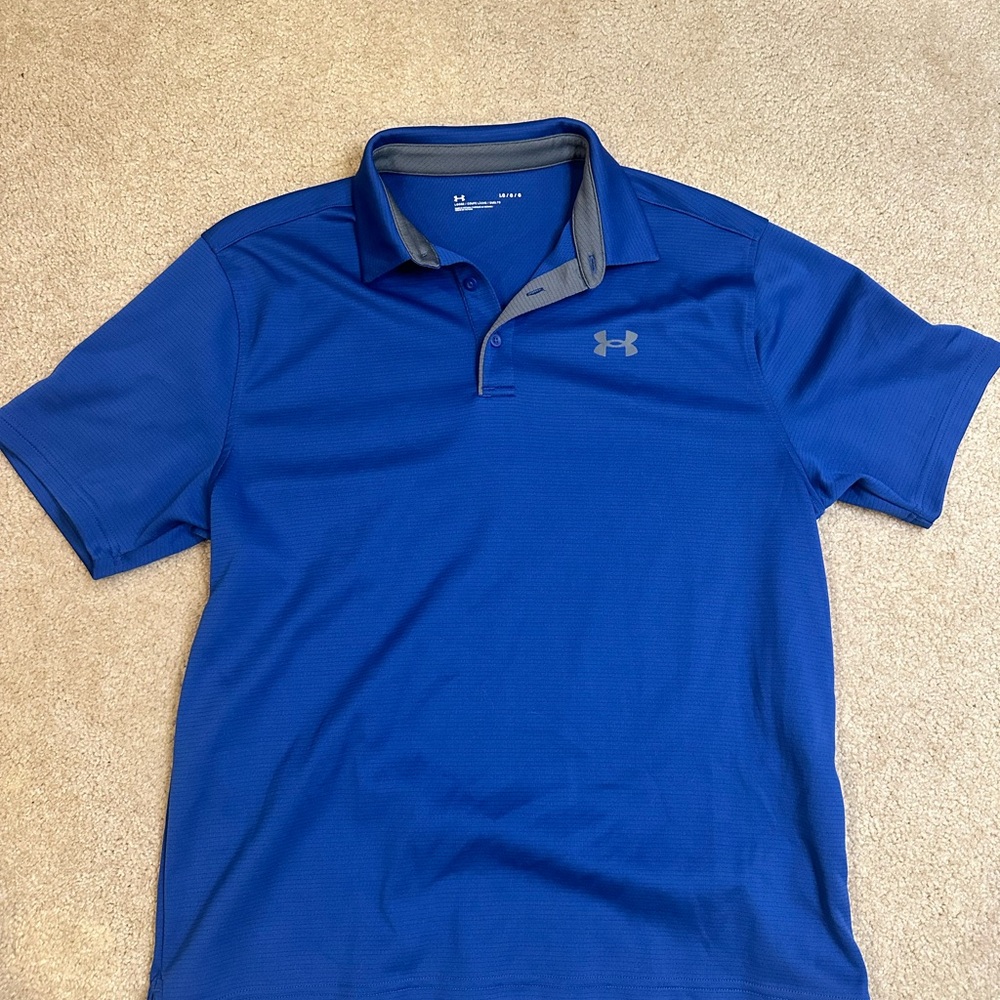 Under Armour Blue Polo Shirt Moisture-Wicking Performance